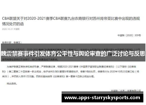 魏震禁赛事件引发体育公平性与舆论审查的广泛讨论与反思